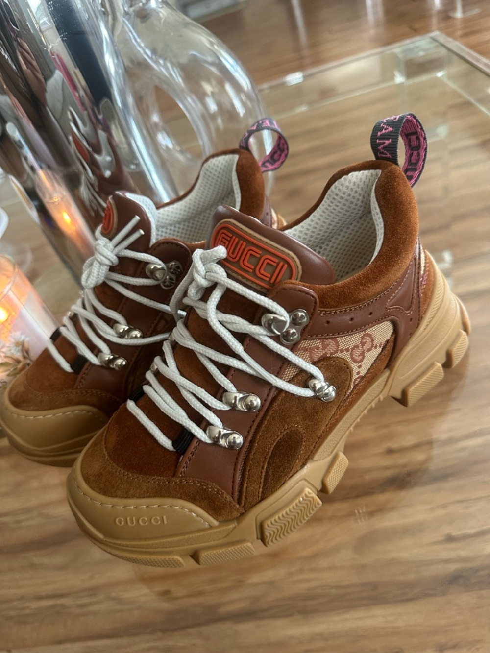 Gucci Kids Brown and Tan Suede-Accent Sneakers